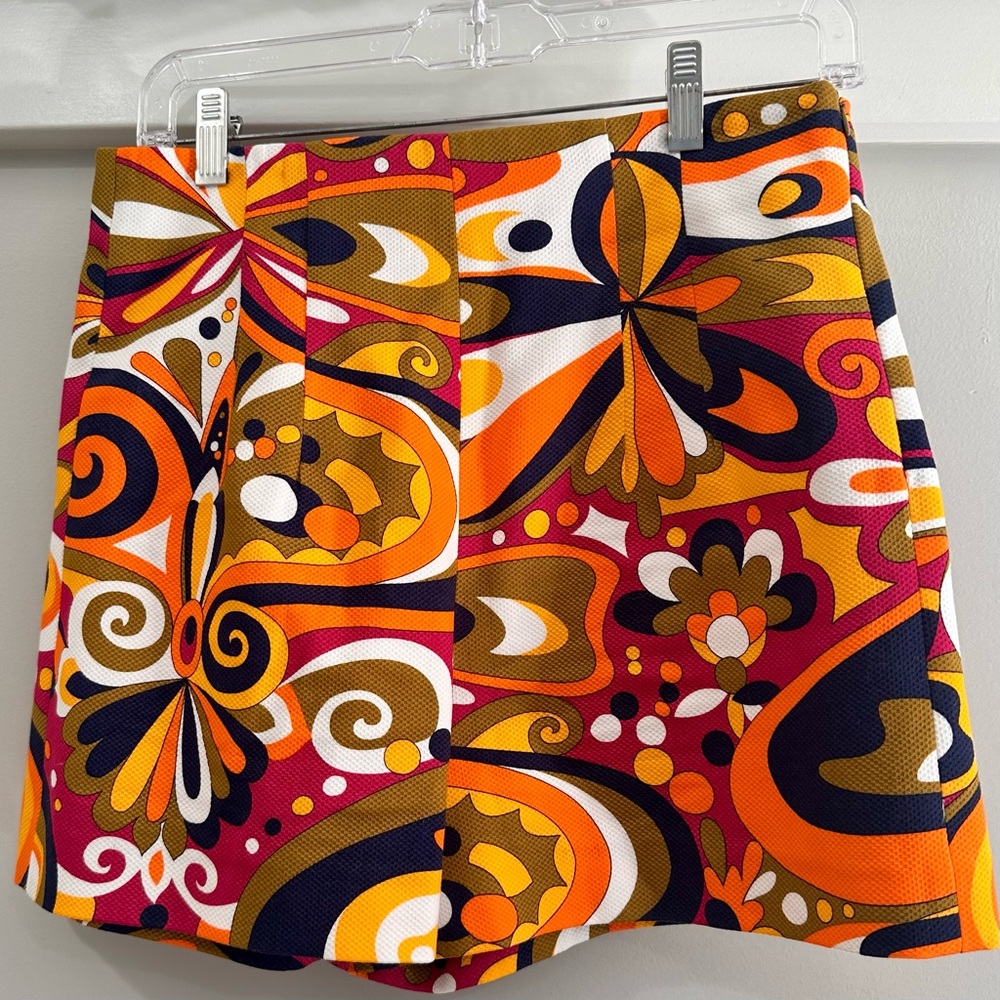 Zara Orange and Yellow Patterned Shorts